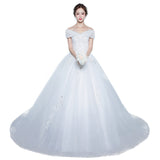 One-Word Shoulder Main Wedding Dress 2026 New French Simple Long Tail Line Simple Light Wedding Dress HZ0517