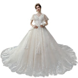 Main Wedding Dress Woman 2026 New Bride Word Shoulder Dragsen Super Fairy Dream Star Princess Light Wedding Dress HZ0517