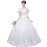 Light Wedding Dress 2026 New White Korean Bridal Word Shoulder Thin Simple Generous Wedding Dress HZ0517