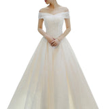 Light Main Wedding Dress 2026 New Bridal Wedding Tugs Tied Thin Simple Word Shoulder Travel Wedding Dress Woman HZ0517