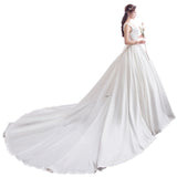 The Dents Is Tailed 2026 New Simple U-Neck White Slimy Wedding Dress Hepburn Bridal Dress HZ0517