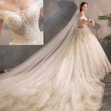 Wedding Dress 2025 New One-Word Princess Dream Court Bride Large Code Super Fairy Star Long Tail W37 HZ0517