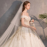 Wedding Dress 2025 New One-Word Princess Dream Court Bride Large Code Super Fairy Star Long Tail W37 HZ0517