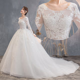 Bride Long Tail 2025 New Long-Sleeved Lace Repair Large Court Transparent Wedding Dress HZ0517