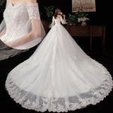 Large-Size Wedding Dress 2026 New Bride's Shoulder Size Lace Luxury Long Tail Shiny W36 HZ0517