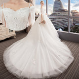 Mori's Main Wedding Dress 2025 New Thin Bride's Luxury Court With A Word-On-Shoulder Sling Princess Dream Big Tail HZ0517
