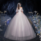 2025 New Sen System Hepburn A Word Star Princess Super Fairy Dream Small White Simple Wedding Dress F69 HZ0517