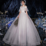 2025 New Sen System Hepburn A Word Star Princess Super Fairy Dream Small White Simple Wedding Dress F69 HZ0517