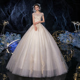 2025 New Word Shoulder Thin Sipicre Bridal Shallow Champagne Shoulder Lace Super Fairy Wedding Dress HZ0517