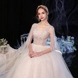 2025 New One-Word Shoulder Wedding Dress Starry Sky Sexy Mori Thin Dream Simple Tailed Wedding Dress HZ0517