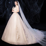 Brased Wedding Dress 2026 New Bridal Girl Small Champagne-Colored Tail Simple Thin High-Waisted Dress Woman HZ0517