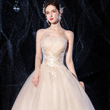 Brased Wedding Dress 2026 New Bridal Girl Small Champagne-Colored Tail Simple Thin High-Waisted Dress Woman HZ0517