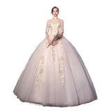 Simple 2026 New Hepburn Dream Champagne Color In The Shoulder Lace White Wedding Dress HZ0517