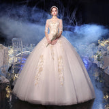 Simple 2026 New Hepburn Dream Champagne Color In The Shoulder Lace White Wedding Dress HZ0517