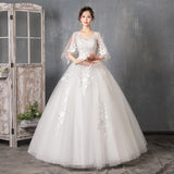 Long-Sleeved Wedding Dress 2026 New Bridal Drag-Tailed Hepburn Fairy Spirit Dream Lace Wedding Dress HZ0517