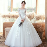 Long-Sleeved Wedding Dress 2026 New Bridal Drag-Tailed Hepburn Fairy Spirit Dream Lace Wedding Dress HZ0517