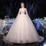 2025 New One-Word Shoulder Wedding Dress Starry Sky Sexy Mori Thin Dream Simple Tailed Wedding Dress HZ0517