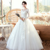 Long-Sleeved Wedding Dress 2026 New Bridal Drag-Tailed Hepburn Fairy Spirit Dream Lace Wedding Dress HZ0517