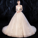 Brased Wedding Dress 2026 New Bridal Girl Small Champagne-Colored Tail Simple Thin High-Waisted Dress Woman HZ0517