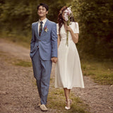 Scenic Light Wedding Dress 2026 New Bridal Dress He Benson Family Travel To Repair Simple Dress Small Children HZ0517