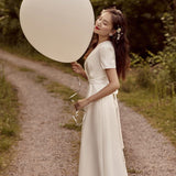 Scenic Light Wedding Dress 2026 New Bridal Dress He Benson Family Travel To Repair Simple Dress Small Children HZ0517
