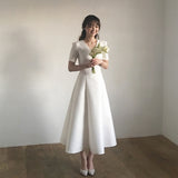 2026 New V-Necked Vertiny Simple Body Marriage Small Man Banquet Dress Travel Photo Wedding Dress Female Long HZ0517