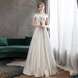 One-Word Shoulder-Sand-Faced Light Wedding Dress 2026 New Bride White Simple To Go Out Yarn Small Trip Wedding Dress HZ0517