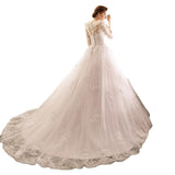 Long-Sleeved Round-Neck Wedding Dress 2026 New Large-Size Fashion Retro Tug-Tail Poncho Bride Wedding Dress HZ0517