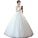 Long-Sleeved Wedding Dress 2026 New Bridal Drag-Tailed Hepburn Fairy Spirit Dream Lace Wedding Dress HZ0517