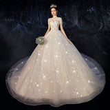 Junmei Dream 2026 Elegant Women's Lace Long Wedding Dress With Sleeve Shawl Temperament Wedding Dress HZ0517