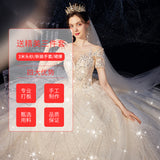 Junmei Dream 2026 Elegant Women's Lace Long Wedding Dress With Sleeve Shawl Temperament Wedding Dress HZ0517