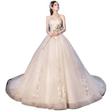 Brased Wedding Dress 2026 New Bridal Girl Small Champagne-Colored Tail Simple Thin High-Waisted Dress Woman HZ0517