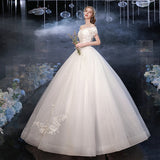 Main Wedding Dress 2025 New One-Word Princess Dream Bridal Dress Wedding Code Luxury Super Fairy Starry White HZ0517