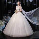 Direct Sales 2025 New Korean Version Of Princess Lace Retro Tie Strap Bare Back Wedding Dress HZ0517