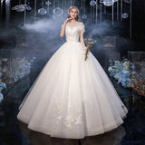 Main Wedding Dress 2025 New One-Word Princess Dream Bridal Dress Wedding Code Luxury Super Fairy Starry White HZ0517