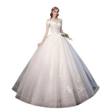 Main Wedding Dress 2025 New One-Word Princess Dream Bridal Dress Wedding Code Luxury Super Fairy Starry White HZ0517