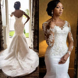 2026 New Wedding Dress Round-Neck Deep V Temperament Apparent Thin Lace Large Size Small Tug-Tail Fishtail Wedding Dress HZ0517