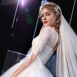 Supply Of Wedding Dress 2025 New Lace Shoulder Bride Sleeve Large Size Studio Wedding Dress Summer F73 HZ0517