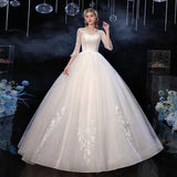Supply Of Wedding Dress 2025 New Lace Shoulder Bride Sleeve Large Size Studio Wedding Dress Summer F73 HZ0517