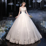 Supply Of Wedding Dress 2025 New Lace Summer Large Size Strap Bride Middle Sleeve Main Wedding Dress F75 HZ0517