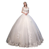 Supply Of Wedding Dress 2025 New Lace Summer Large Size Strap Bride Middle Sleeve Main Wedding Dress F75 HZ0517