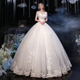 Supply Of Wedding Dress 2025 New Lace Summer Large Size Strap Bride Middle Sleeve Main Wedding Dress F75 HZ0517
