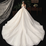 Main Wedding Dress 2026 New Temperament Sensian Dream European-Style Shoulder-Tailed Star Bride Wedding Dress HZ0517