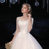 Supply Of Wedding Dress 2025 New Lace Shoulder Bride Sleeve Large Size Studio Wedding Dress Summer F73 HZ0517