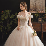Main Wedding Dress 2026 New Bridal Sibrides Mori Dream Hepburn Starry Sky Shoulder-Tout Wedding Dress HZ0517