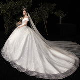 Red Main Wedding Dress Large Size Thin Starry Sky Word Long Tail Bridal Woman Wedding New 2026 Spring HZ0517