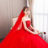 Wedding Dress 2026 New Red Wedding Dress Bridal Princess Dream Boobs Spring High-Waisted Dress Girl HZ0517