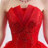 Wedding Dress 2026 New Red Wedding Dress Bridal Princess Dream Boobs Spring High-Waisted Dress Girl HZ0517