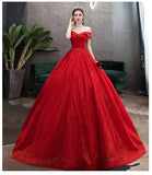 Red Main Wedding Dress Large Size Thin Starry Sky Word Long Tail Bridal Woman Wedding New 2026 Spring HZ0517