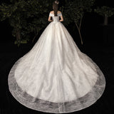 Red Main Wedding Dress Large Size Thin Starry Sky Word Long Tail Bridal Woman Wedding New 2026 Spring HZ0517